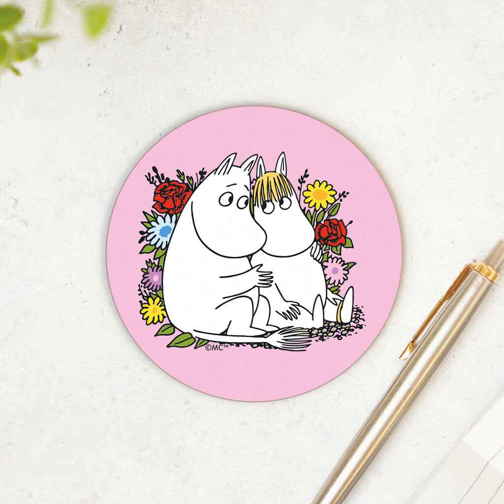 Moomin Moomintroll And Snorkmaiden Flowers Wooden Single Coaster