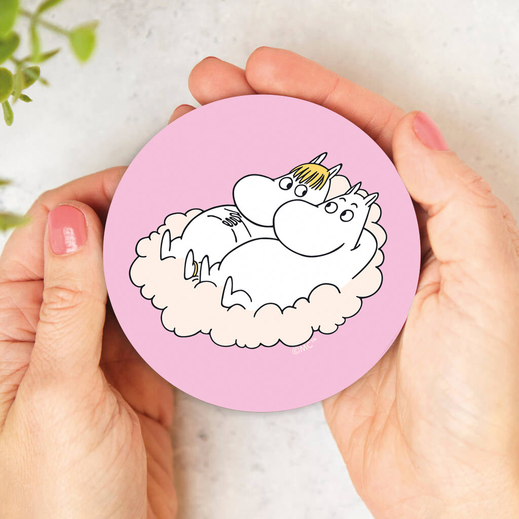 Moomin Moomintroll And Snorkmaiden On Cloud Wooden Single Coaster