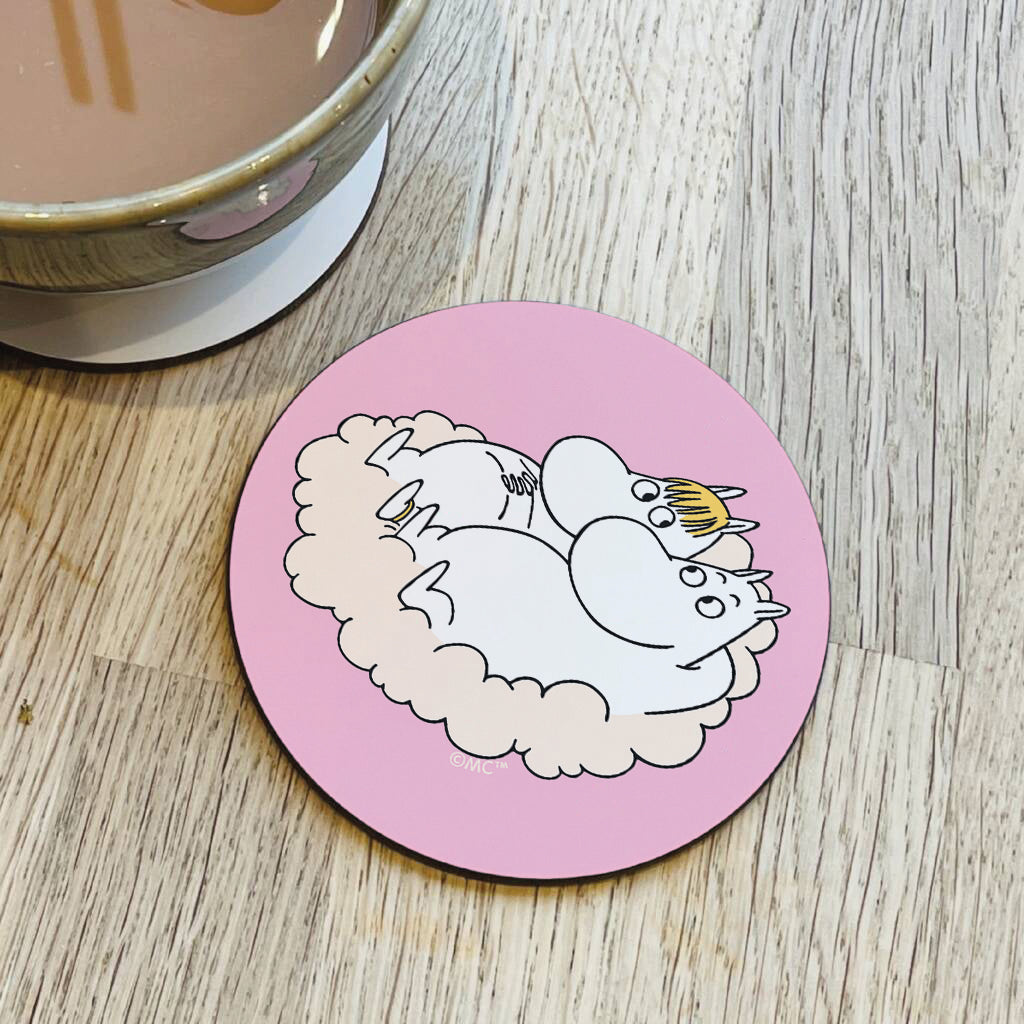 Moomin Moomintroll And Snorkmaiden On Cloud Wooden Single Coaster