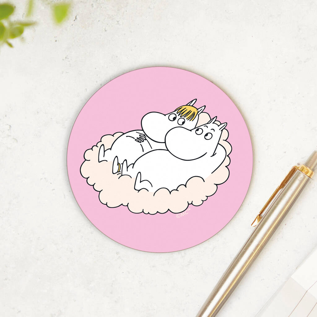 Moomin Moomintroll And Snorkmaiden On Cloud Wooden Single Coaster