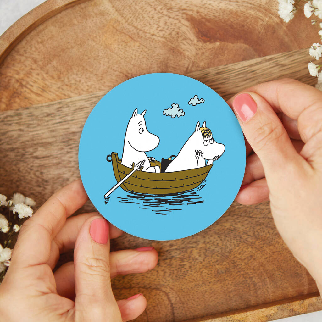 Moomin Moomintroll And Snorkmaiden Sailing Wooden Single Coaster | Moomin Shop US