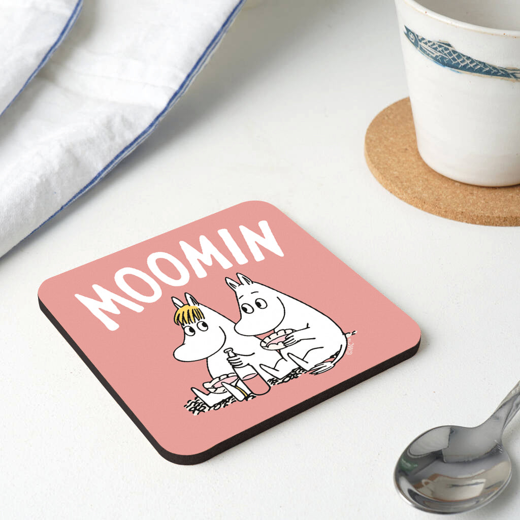 Moomin Moomintroll And Snorkmaiden Picnic Wooden Single Coaster