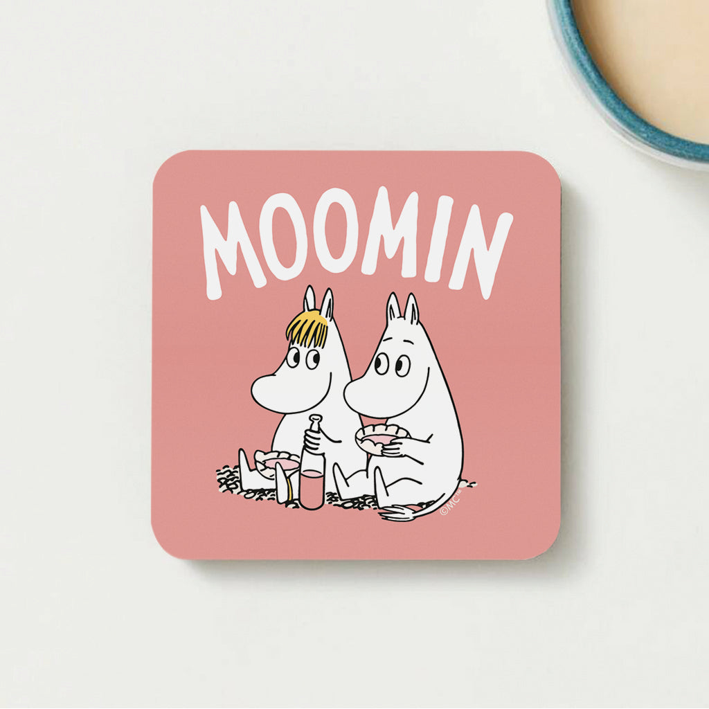 Moomin Moomintroll And Snorkmaiden Picnic Wooden Single Coaster