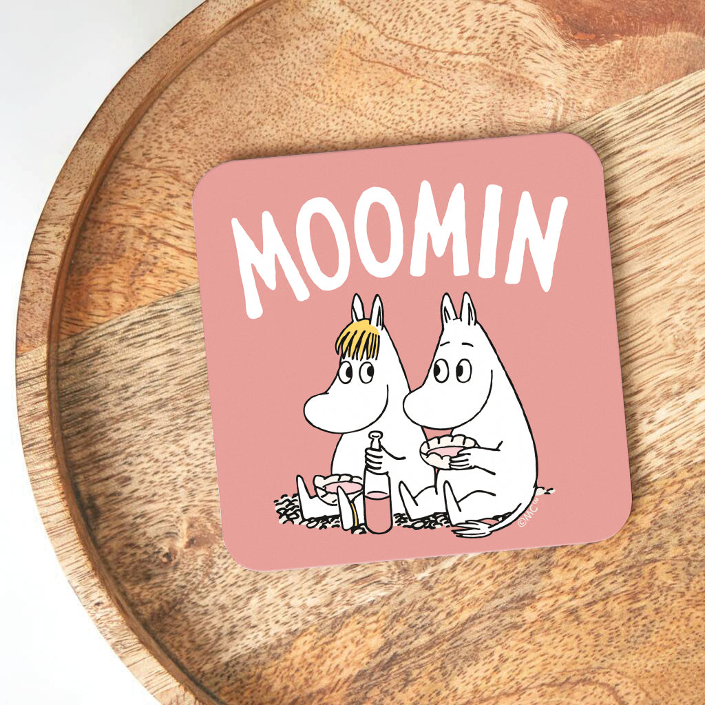 Moomin Moomintroll And Snorkmaiden Picnic Wooden Single Coaster