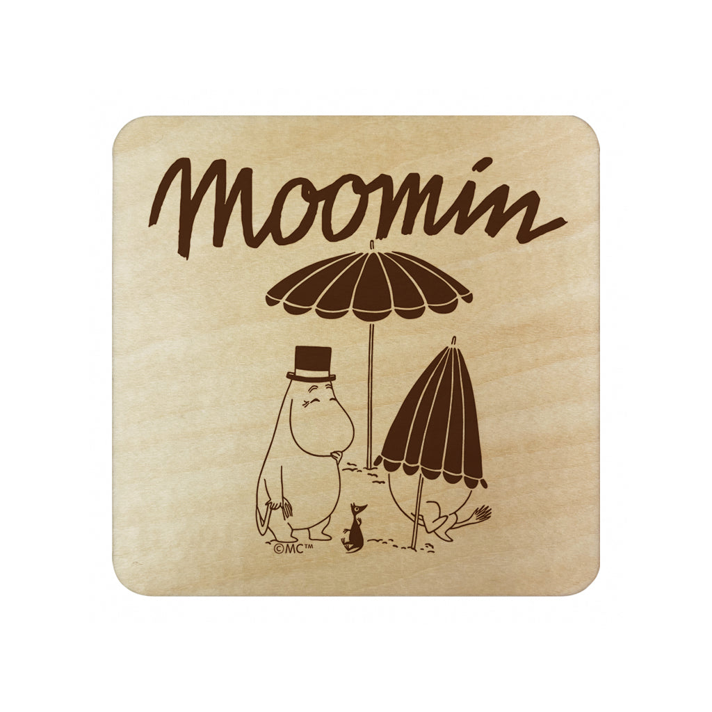 Moomin Moominpappa At The Beach Natural Wood Single Square Coaster