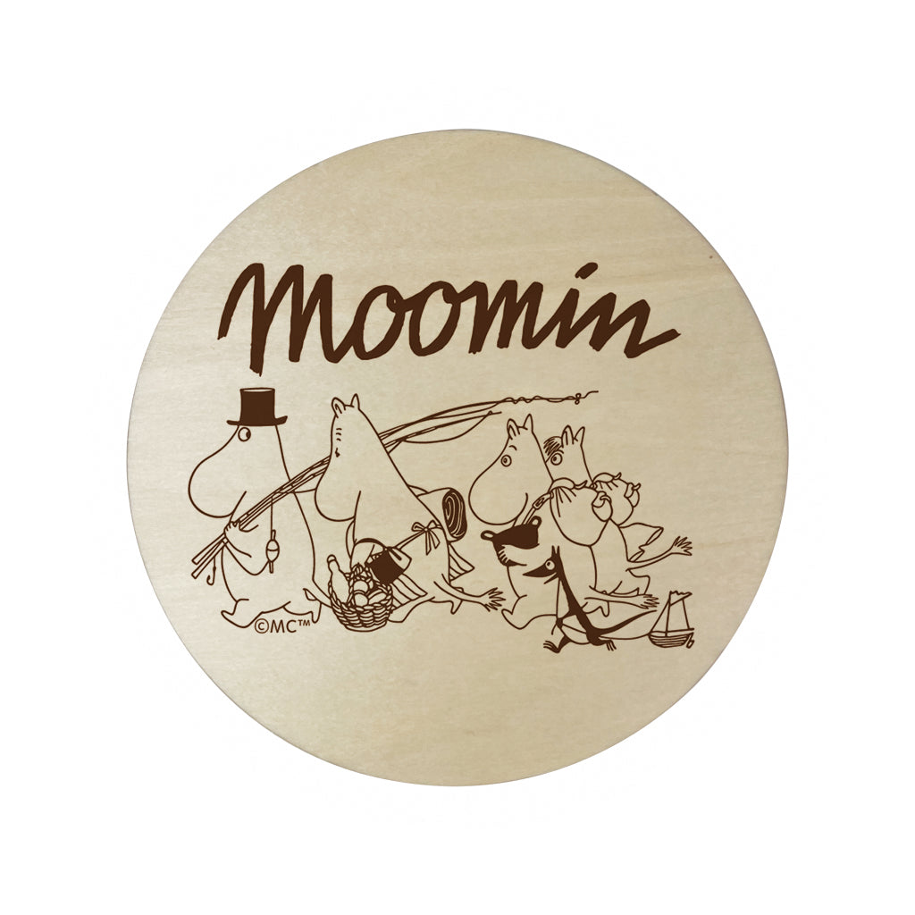 Moomin Family Adventure Natural Wood Single Round Coaster | Moomin Shop US