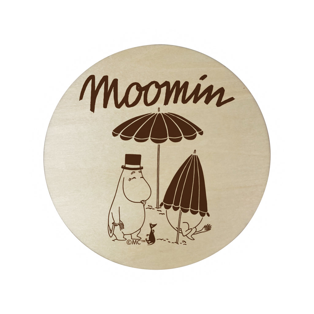 Moomin Moominpappa At The Beach Natural Wood Single Round Coaster