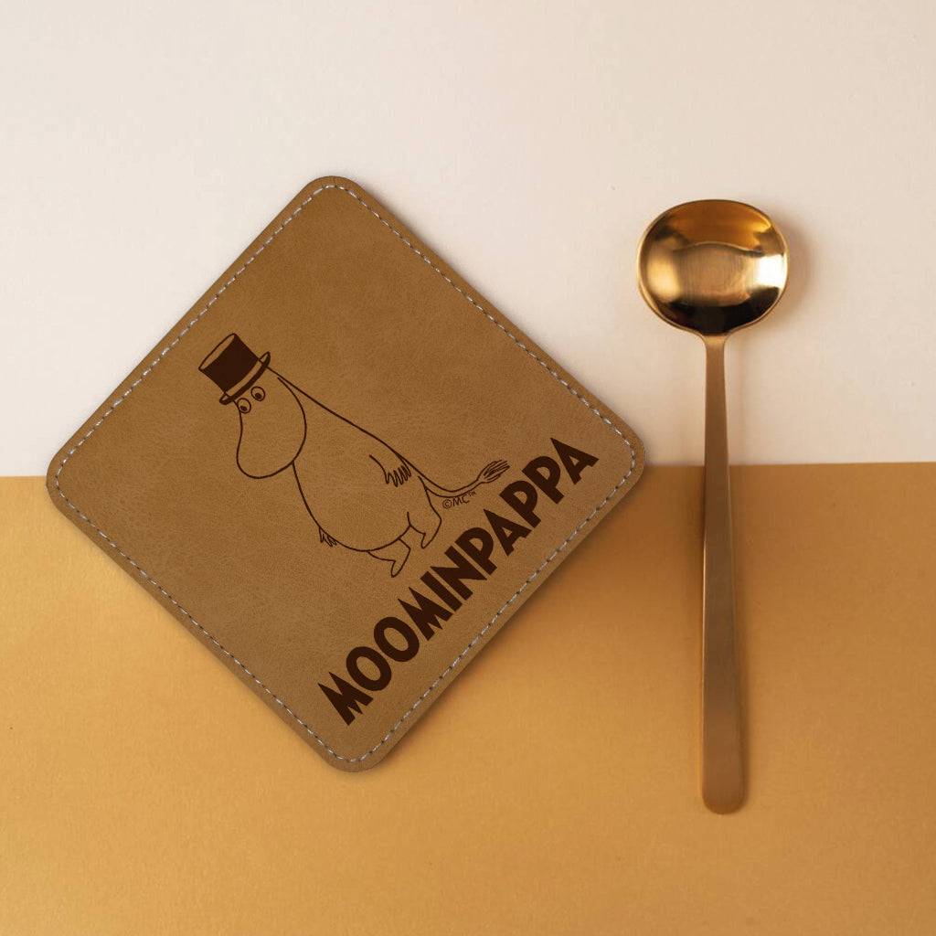 Moomin Moominpappa Faux Leather Square Coaster | Moomin Shop US