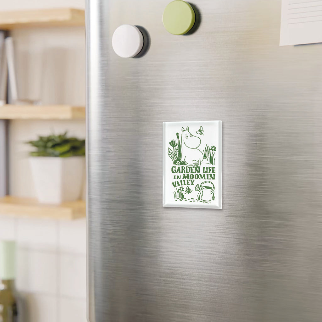 Moomin Garden Life In Moomin Valley White Glass Fridge Magnet | Moomin Shop US