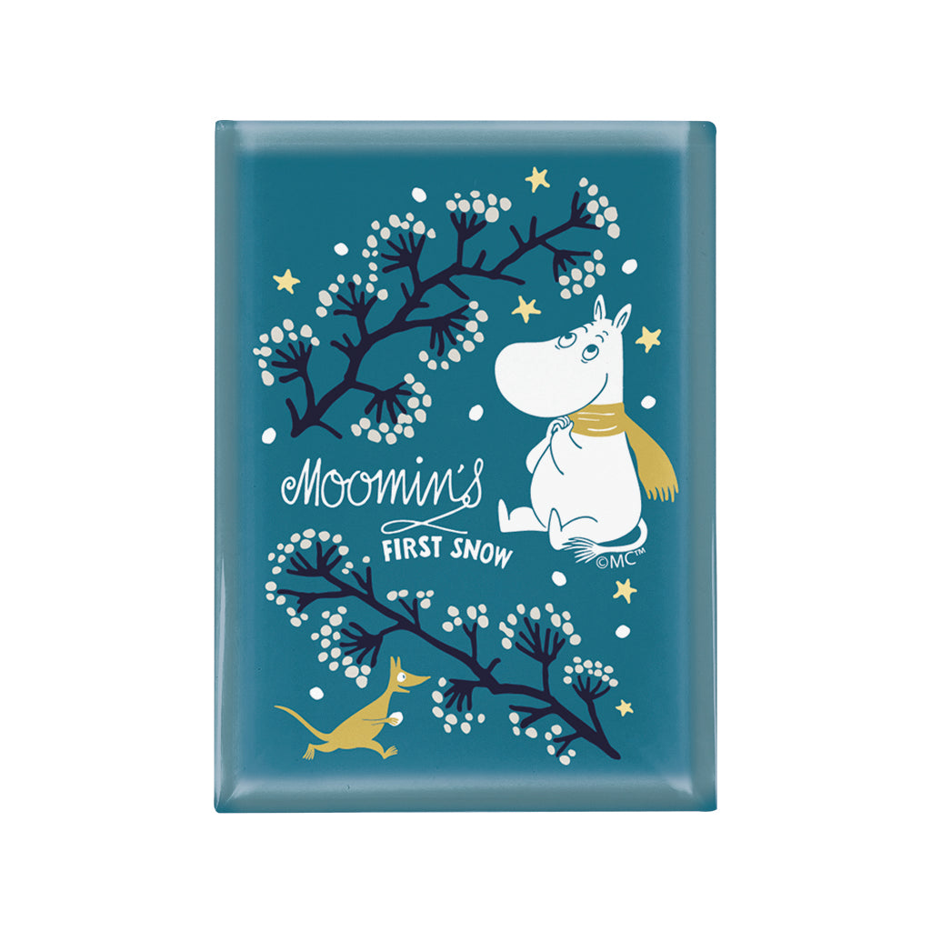 Moomin First Snow Teal Glass Fridge Magnet