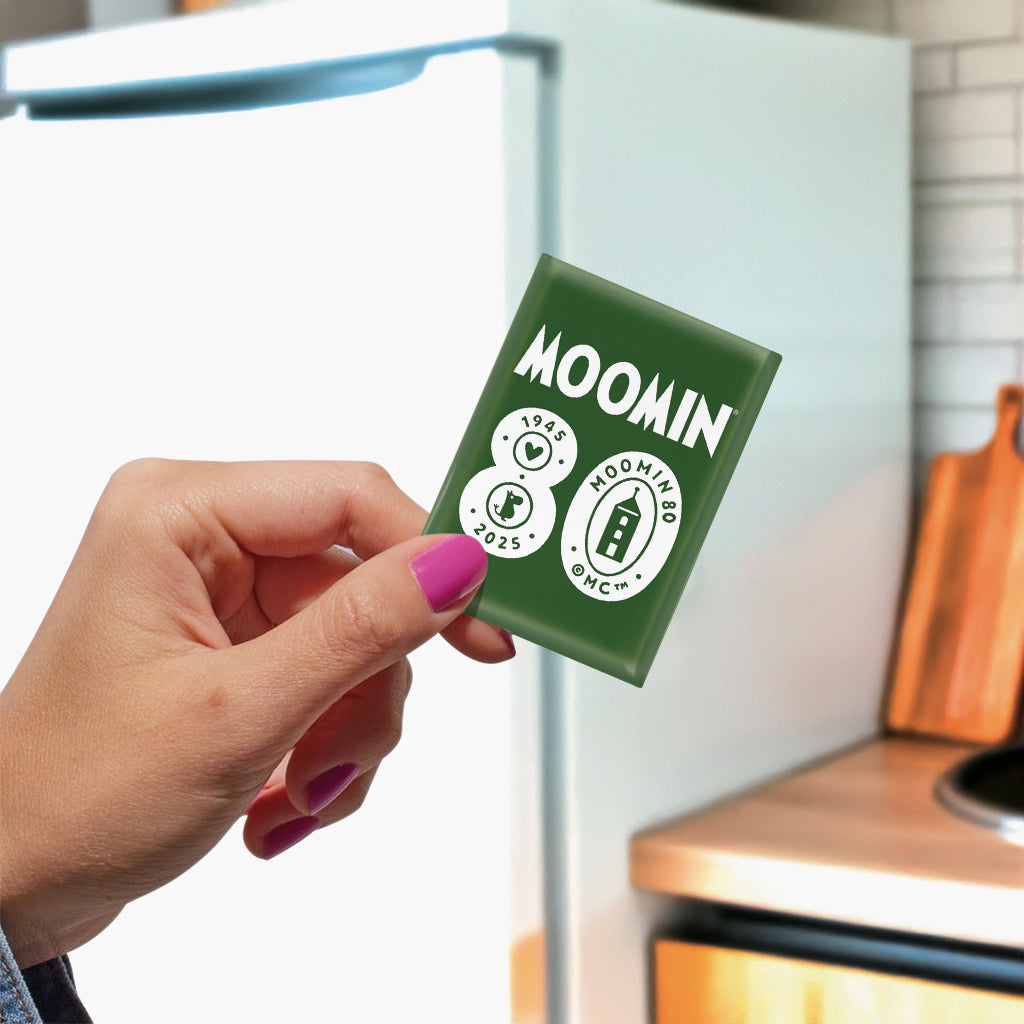 Moomin 80th Anniversary 1945-2025 Green Glass Fridge Magnet