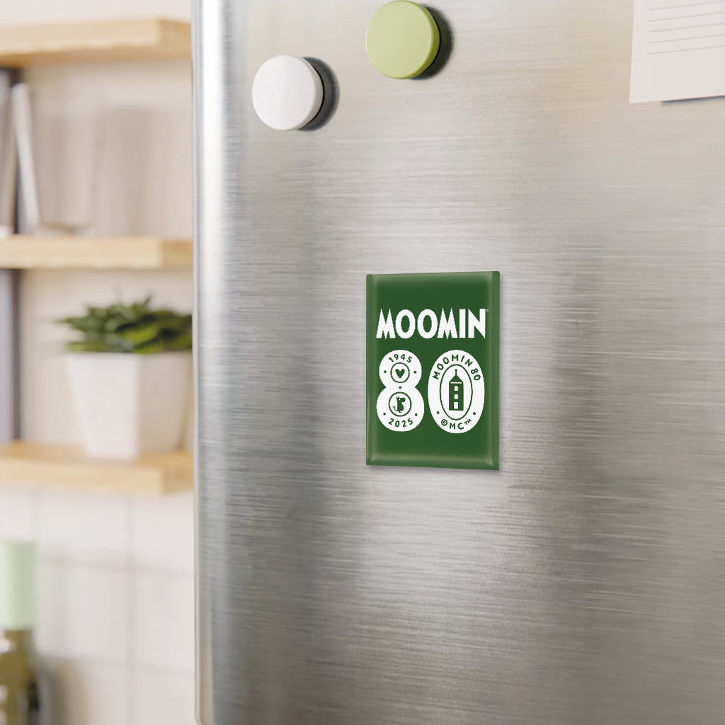 Moomin 80th Anniversary 1945-2025 Green Glass Fridge Magnet | Moomin Shop US