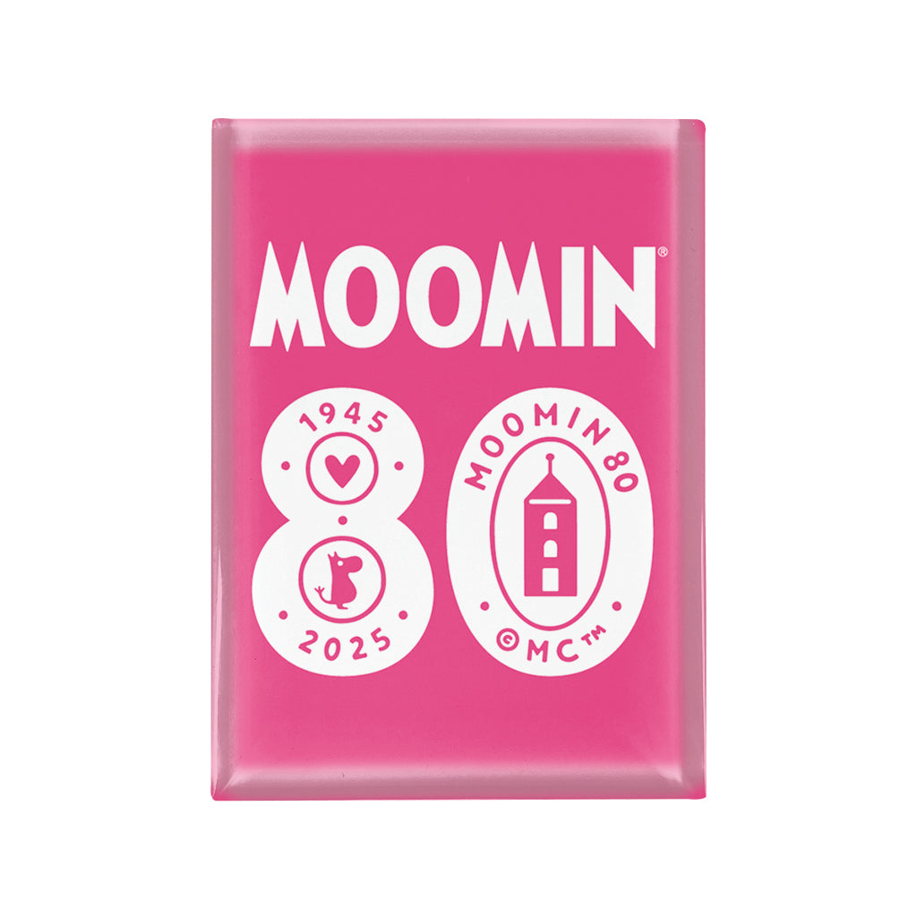 Moomin 80th Anniversary 1945-2025 Fuchsia Glass Fridge Magnet