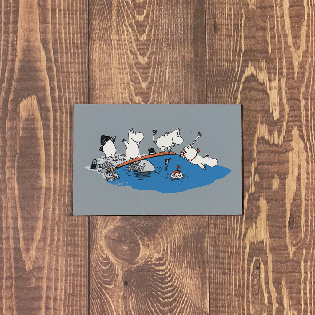 Moomin Family Swimming Wooden Fridge Magnet | Moomin Shop US