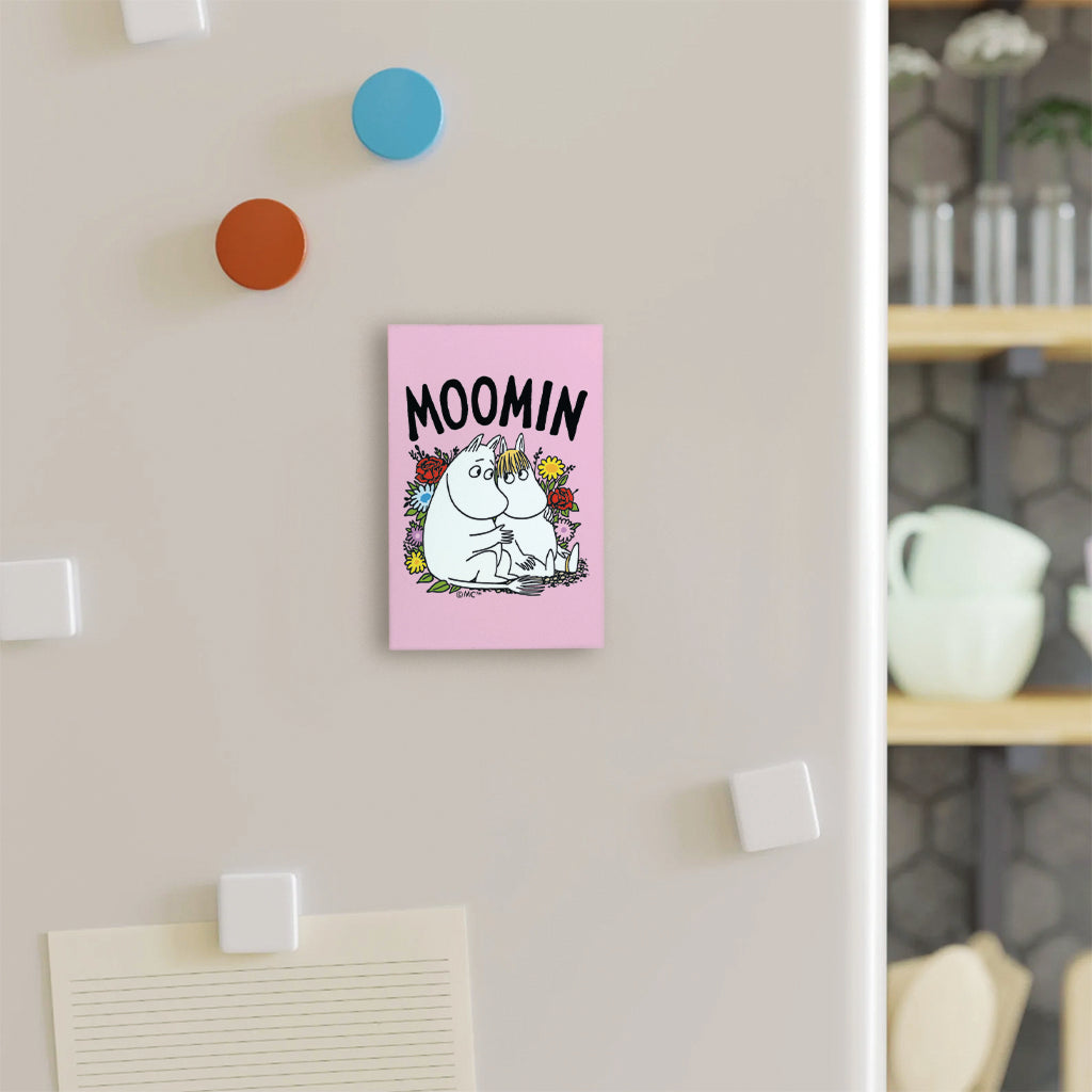 Moomin Moomintroll And Snorkmaiden Flowers Wooden Fridge Magnet