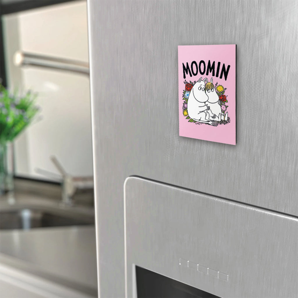 Moomin Moomintroll And Snorkmaiden Flowers Wooden Fridge Magnet