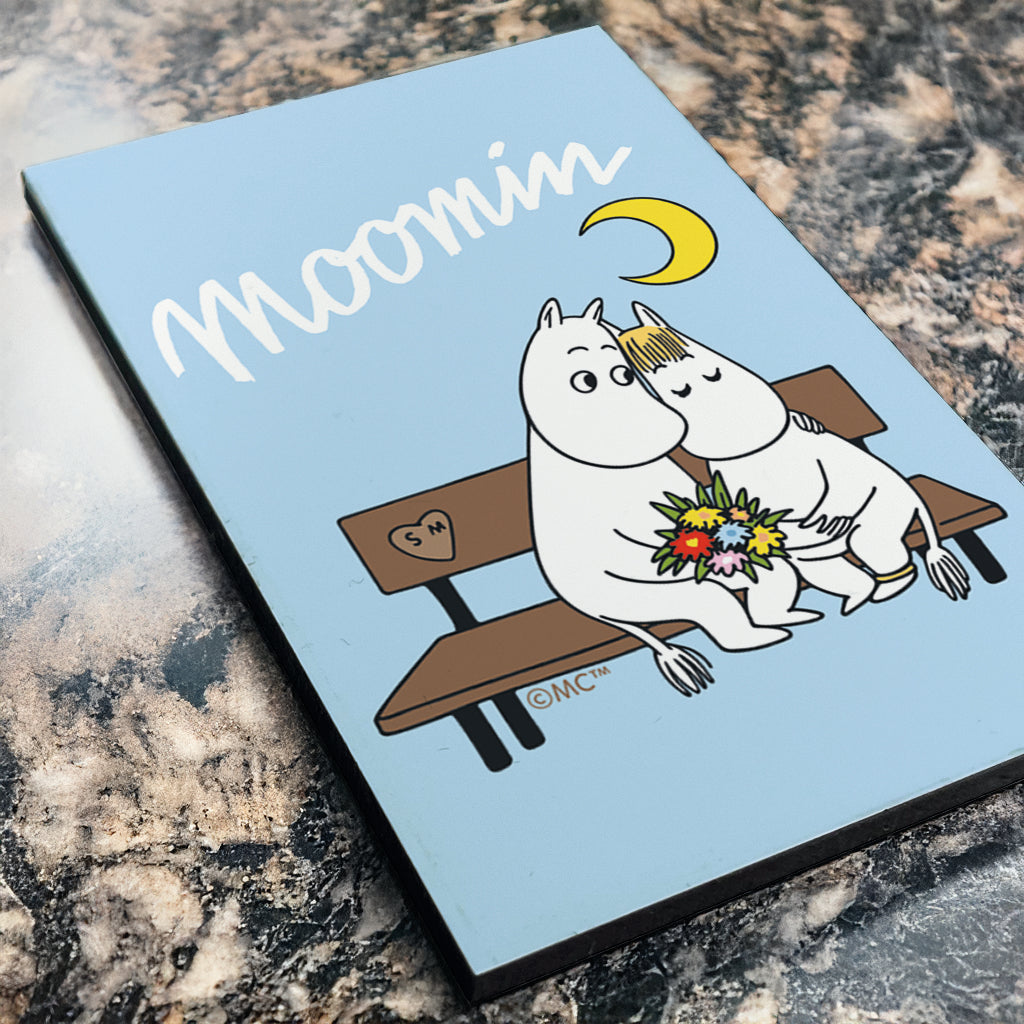 Moomin Moomintroll And Snorkmaiden On Bench Wooden Fridge Magnet