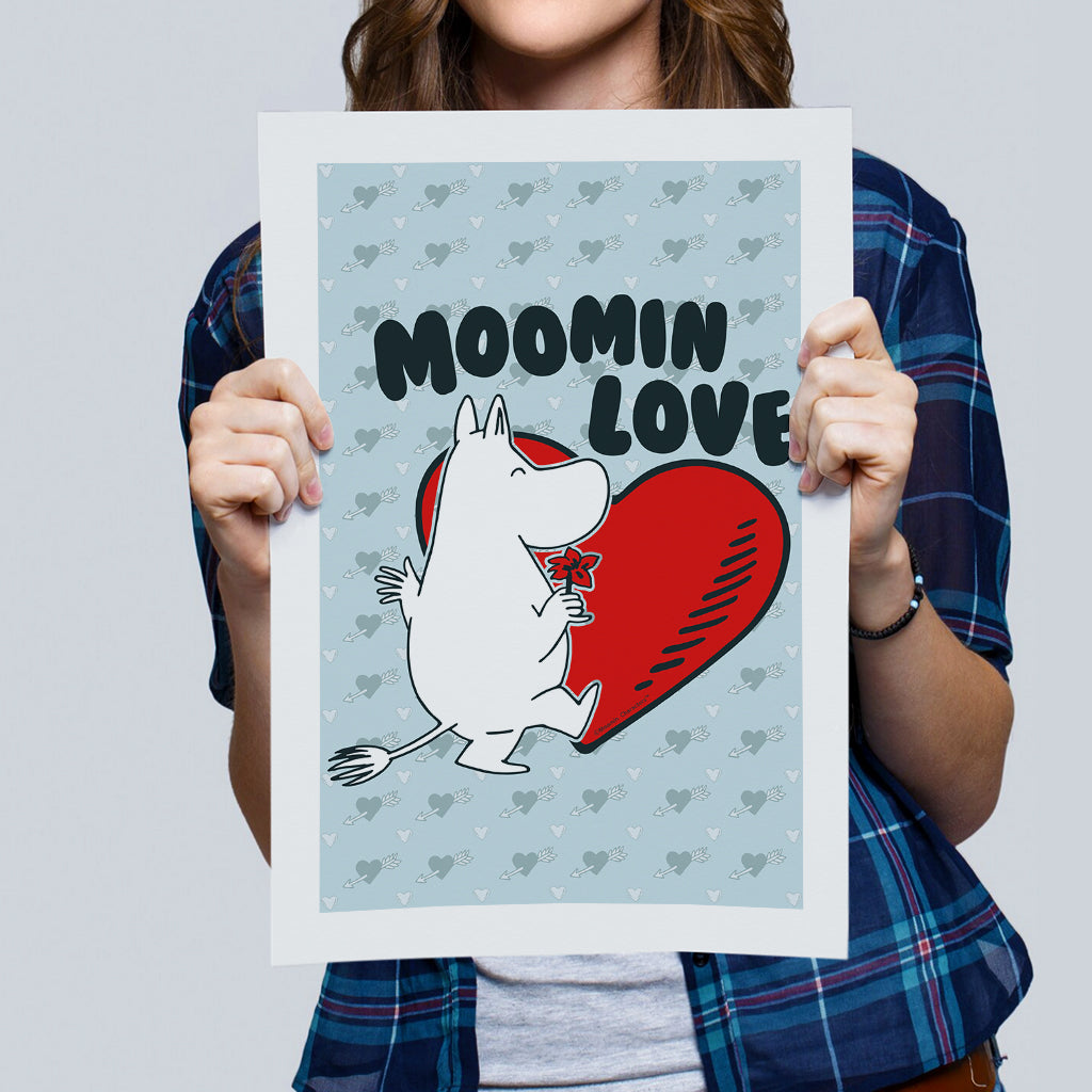 Moomin Love Moomintroll Flower Heart Print