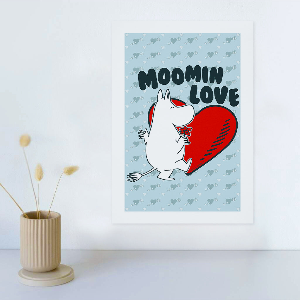 Moomin Love Moomintroll Flower Heart Print