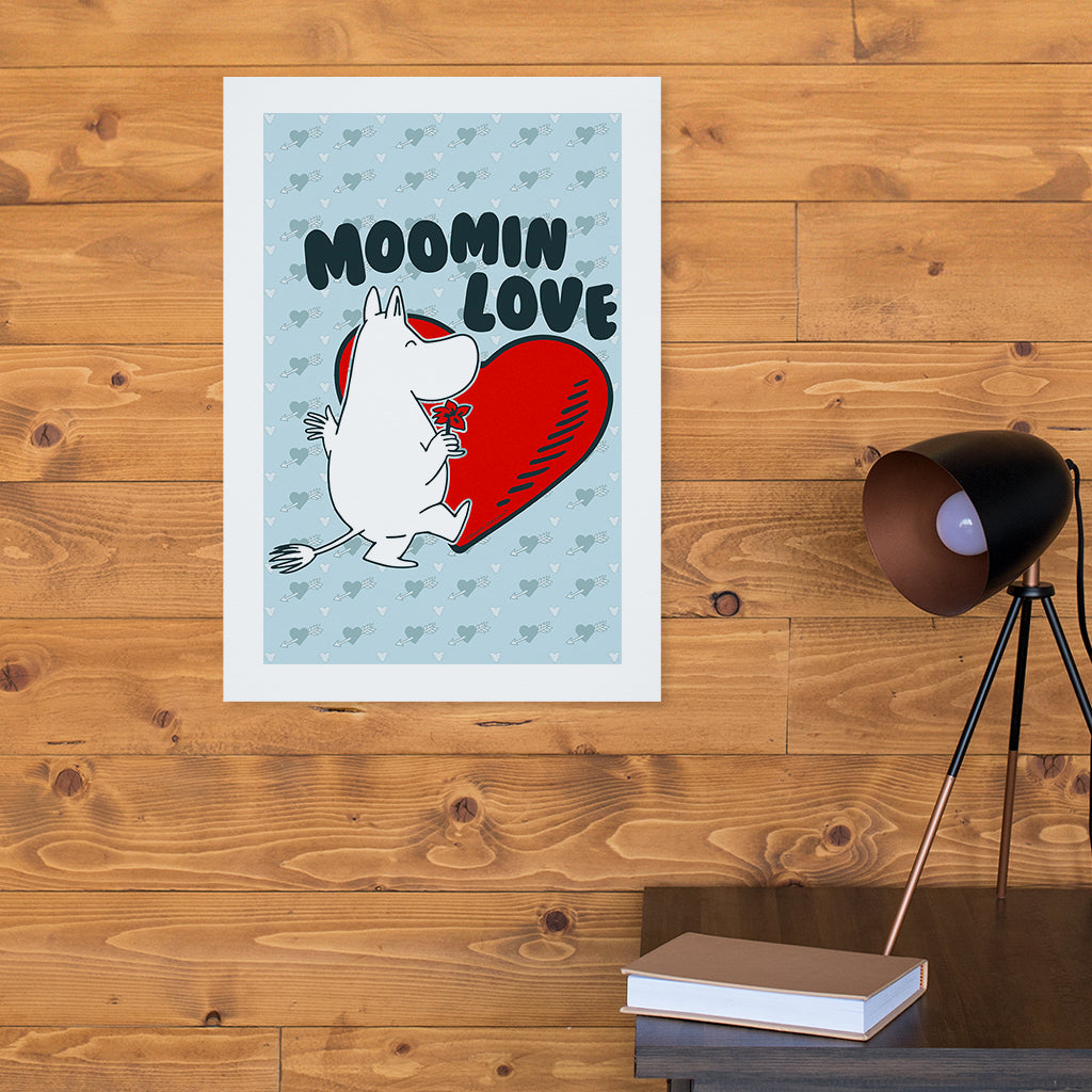 Moomin Love Moomintroll Flower Heart Print