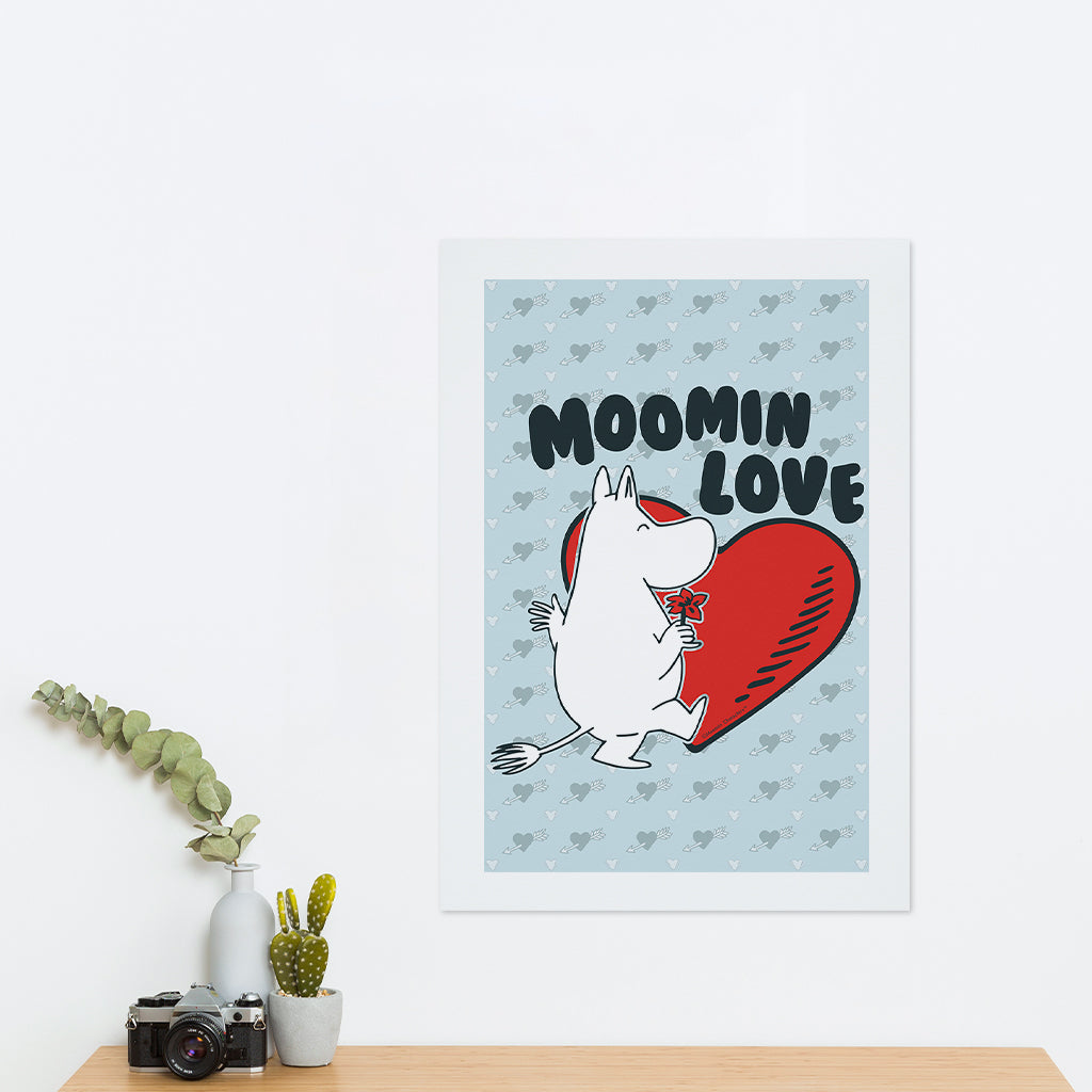 Moomin Love Moomintroll Flower Heart Print