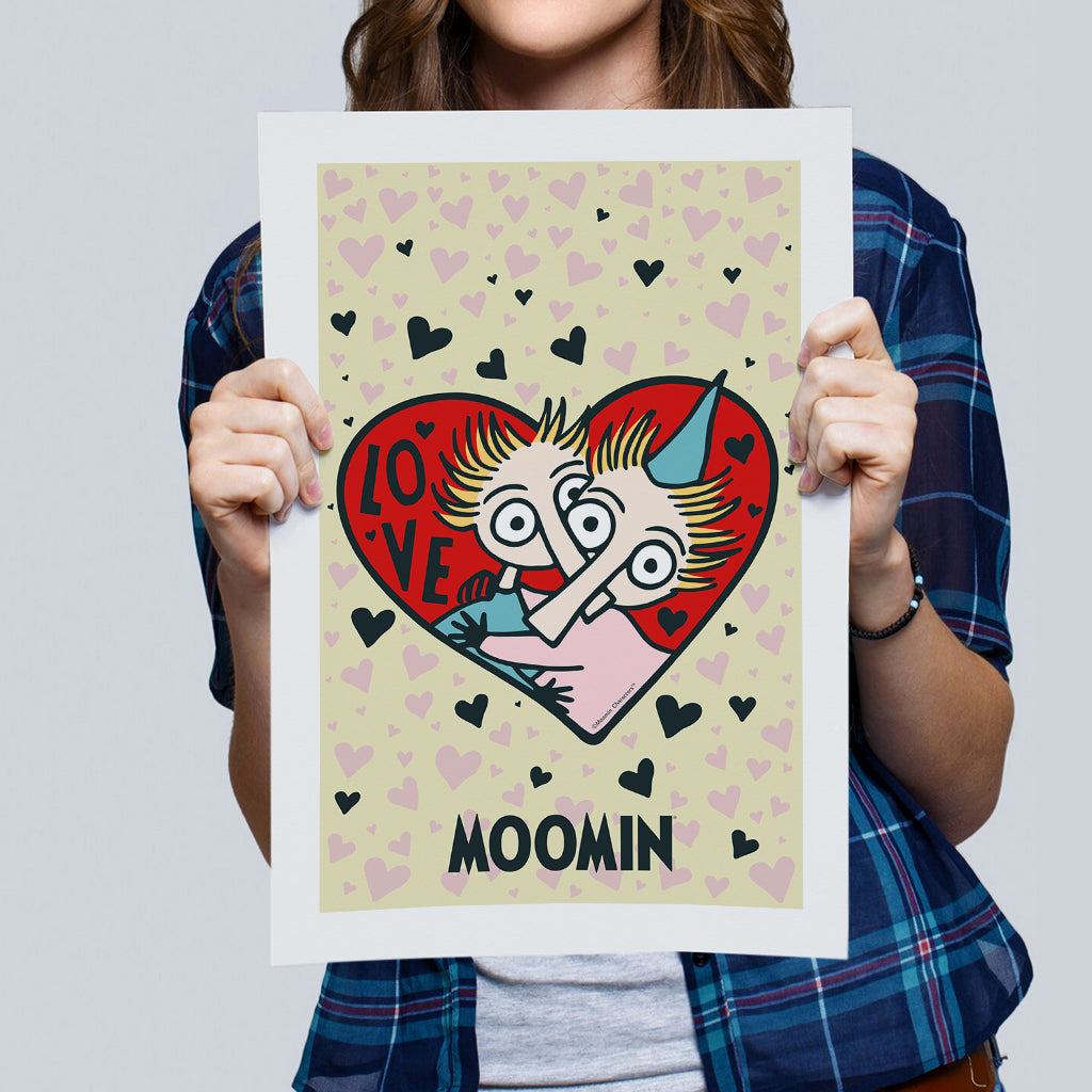 Moomin Love Hearts Thingumy And Bob Print