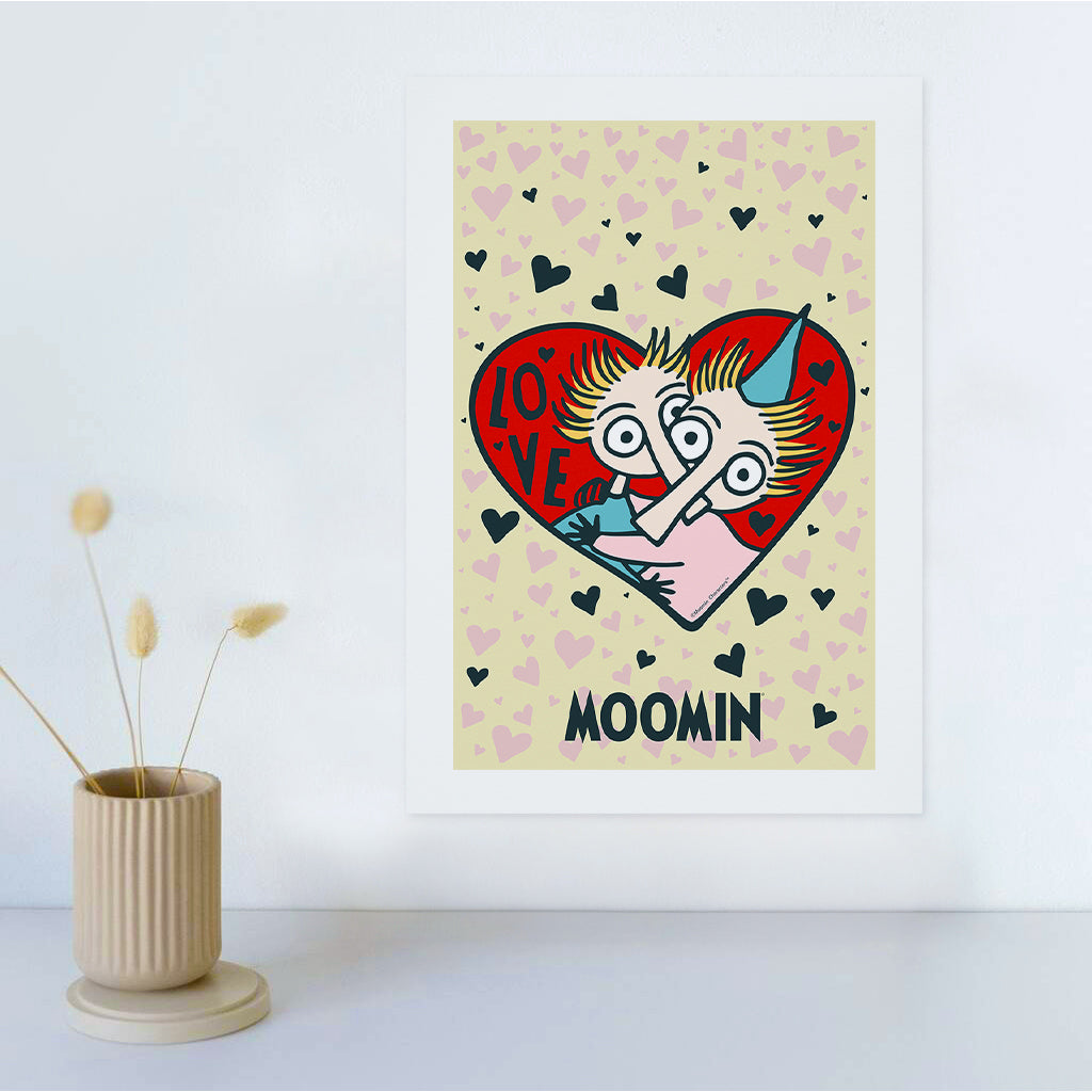 Moomin Love Hearts Thingumy And Bob Print