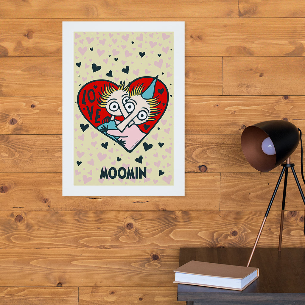 Moomin Love Hearts Thingumy And Bob Print