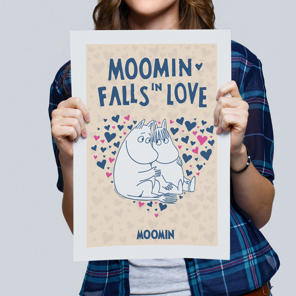 Moomin Falls In Love Hearts Moomintroll &amp; Snorkmaiden Print