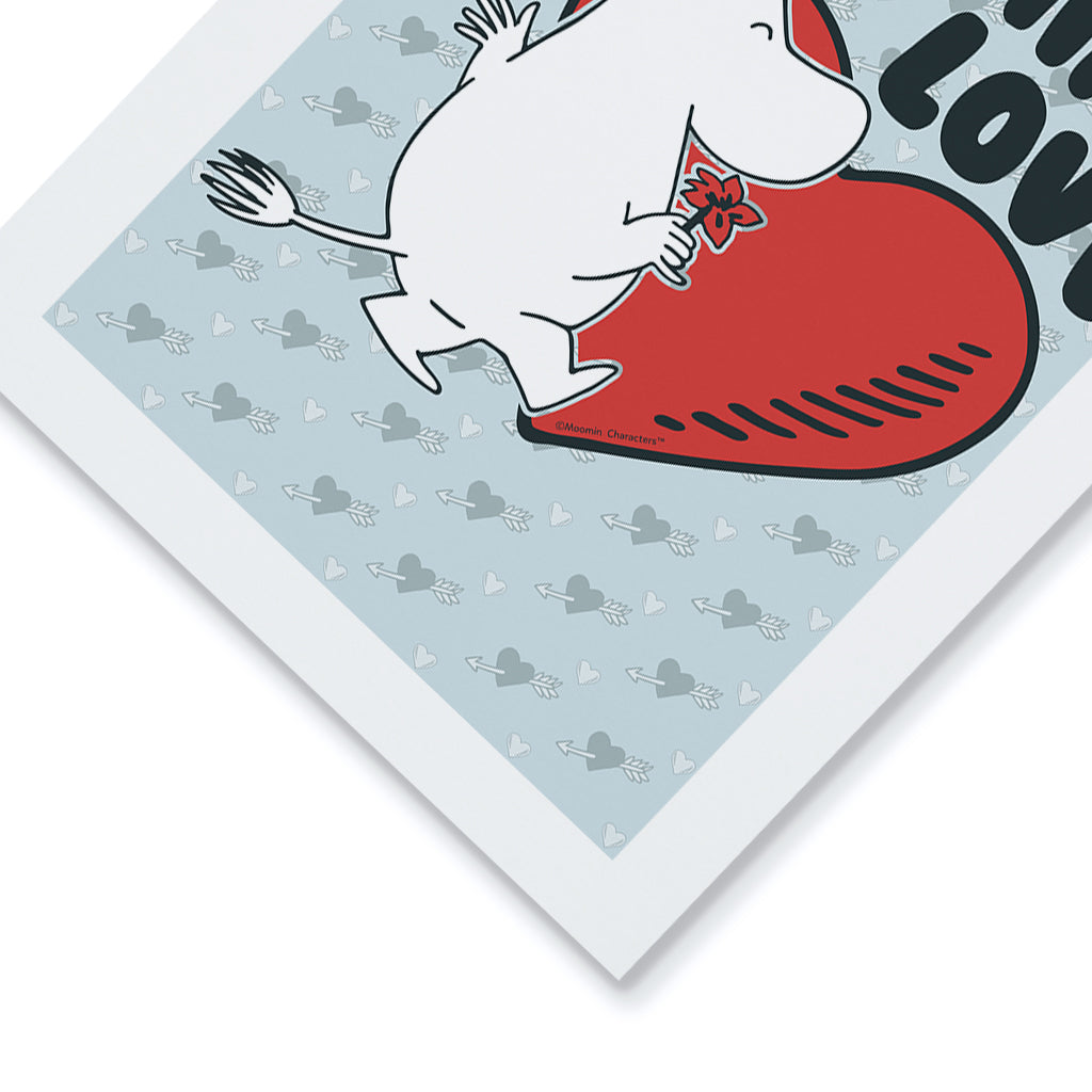 Moomin Love Moomintroll Flower Heart Print