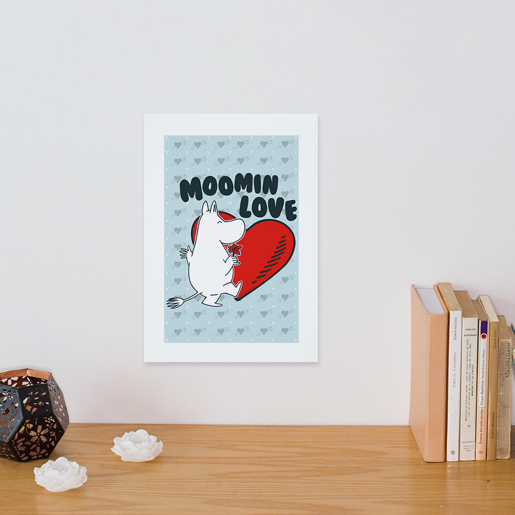 Moomin Love Moomintroll Flower Heart Print