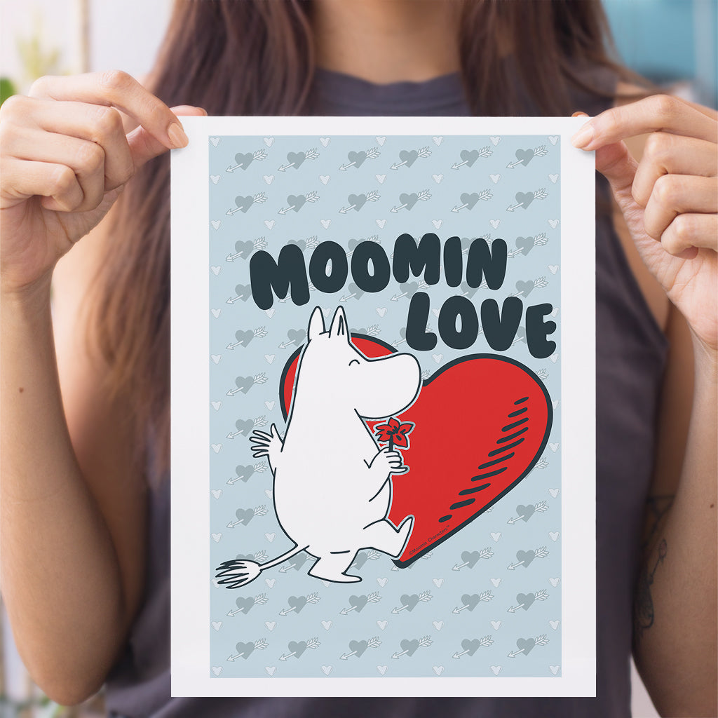 Moomin Love Moomintroll Flower Heart Print