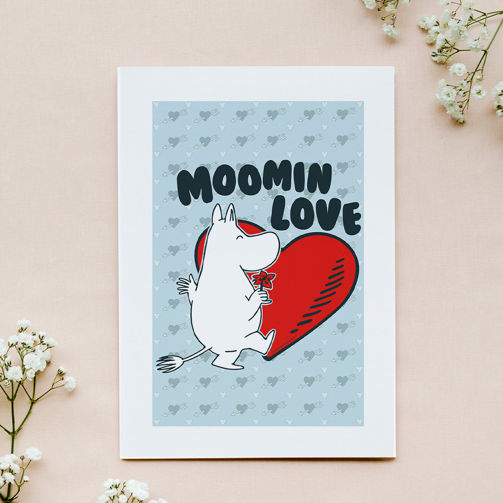 Moomin Love Moomintroll Flower Heart Print