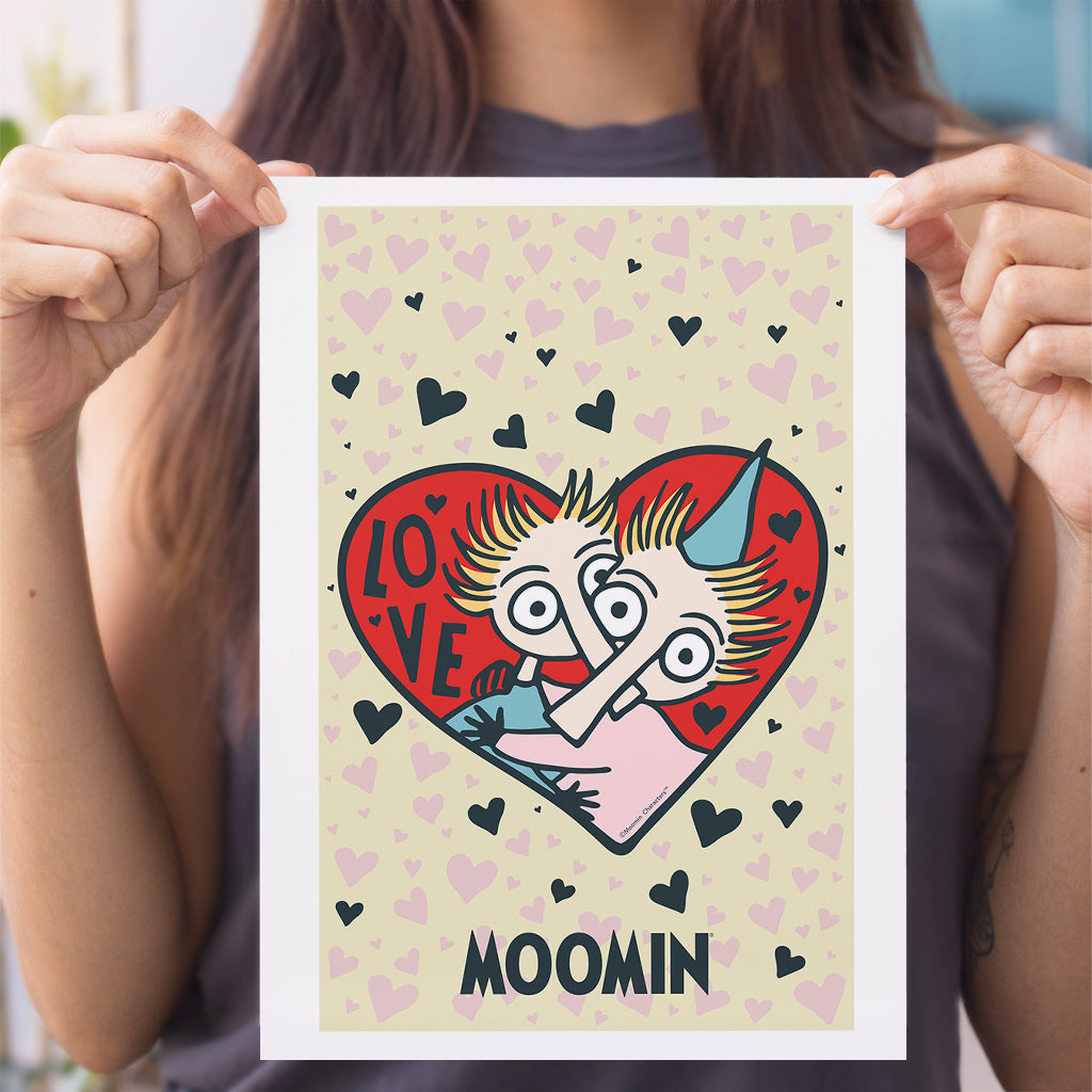 Moomin Love Hearts Thingumy And Bob Print