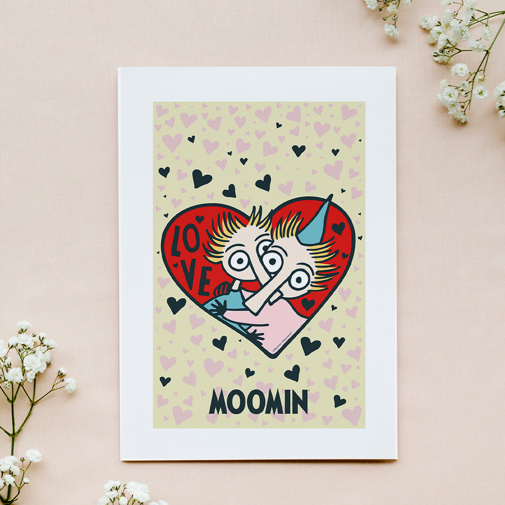 Moomin Love Hearts Thingumy And Bob Print