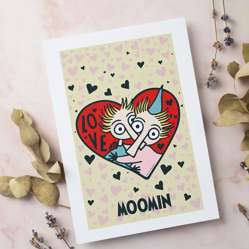 Moomin Love Hearts Thingumy And Bob Print