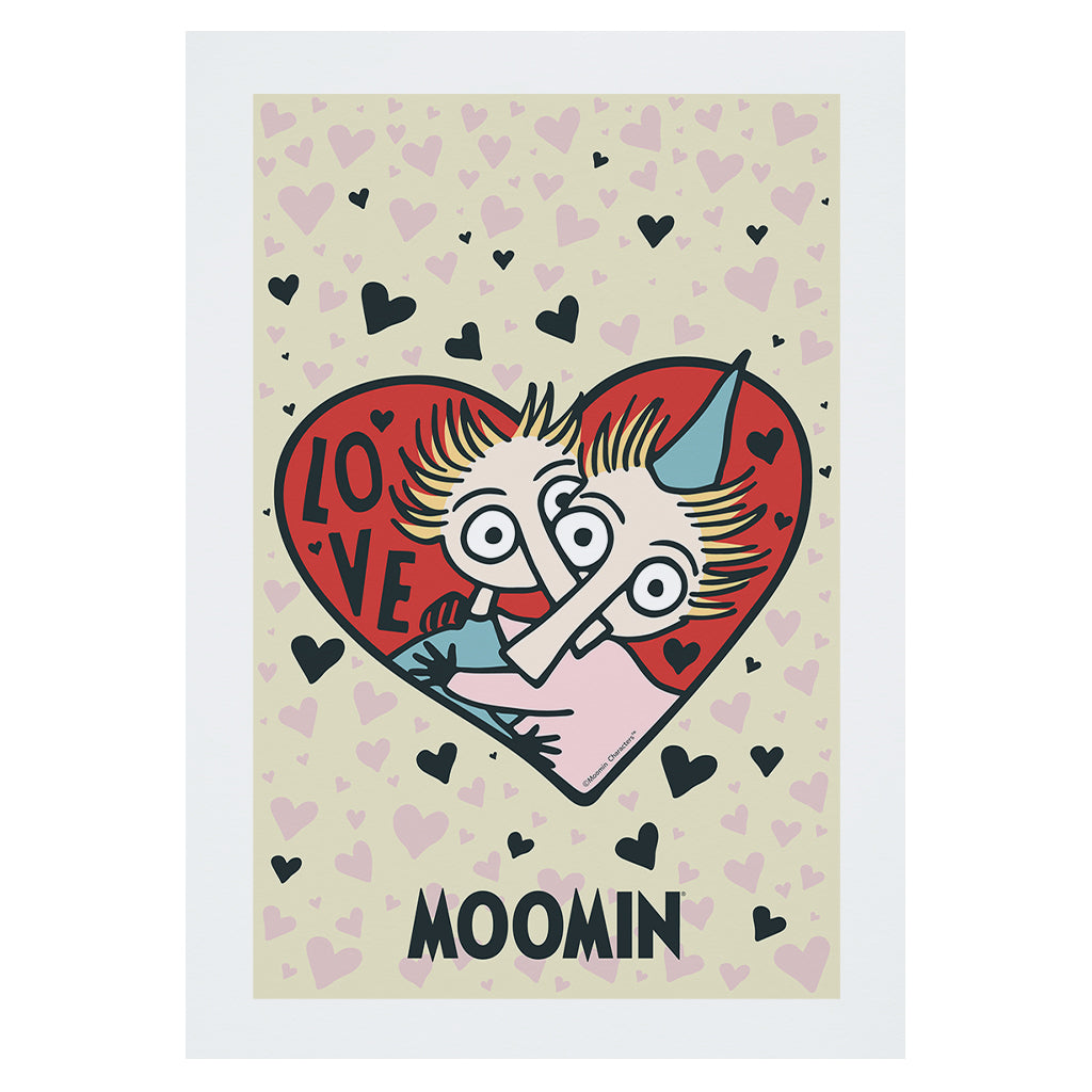 Moomin Love Hearts Thingumy And Bob Print