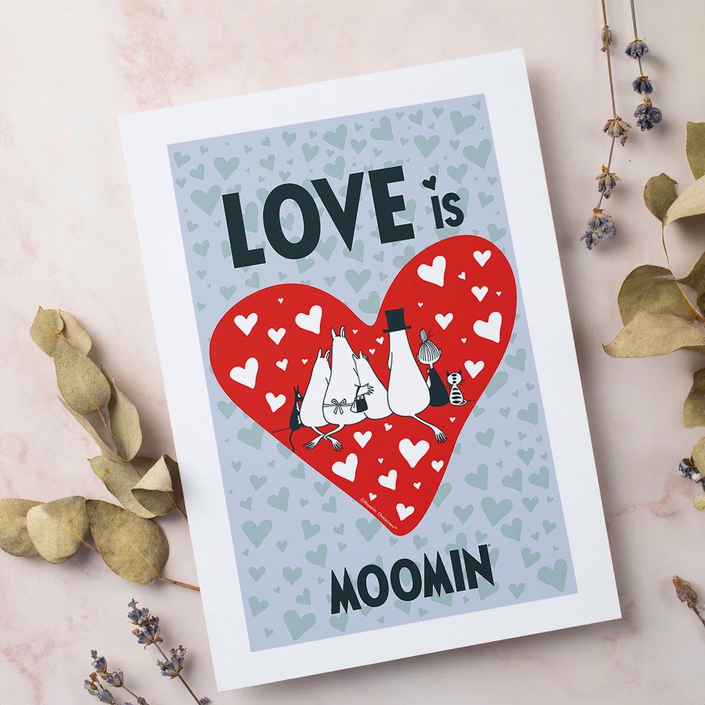 Moomin Love Is Moomin Family Hearts Print | Moomin Shop US