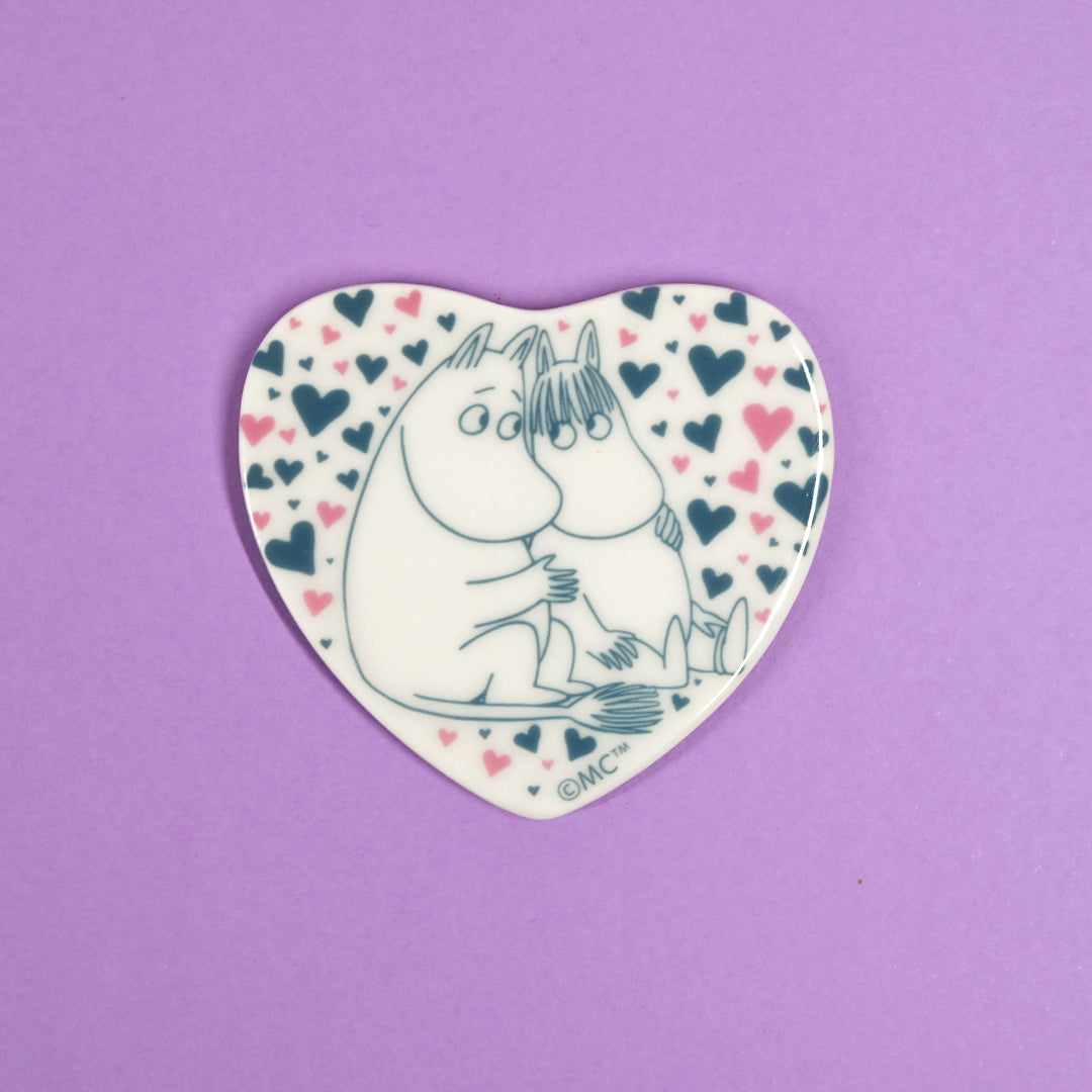 Moomin Moomintroll And Snorkmaiden Love Hearts Heart Shaped Ceramic Fridge Magnet