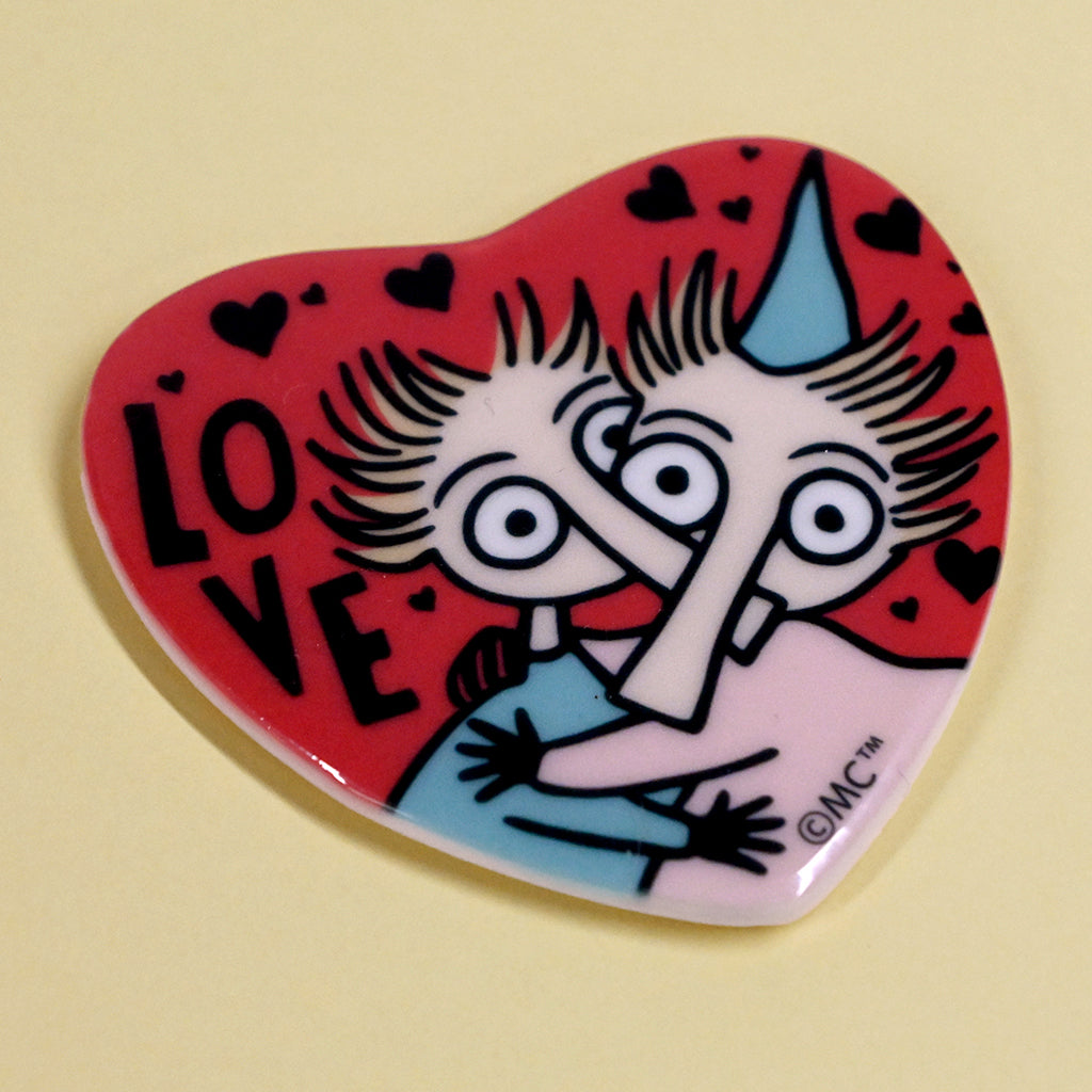 Moomin Thingumy And Bob Love Hug Heart Shaped Ceramic Fridge Magnet