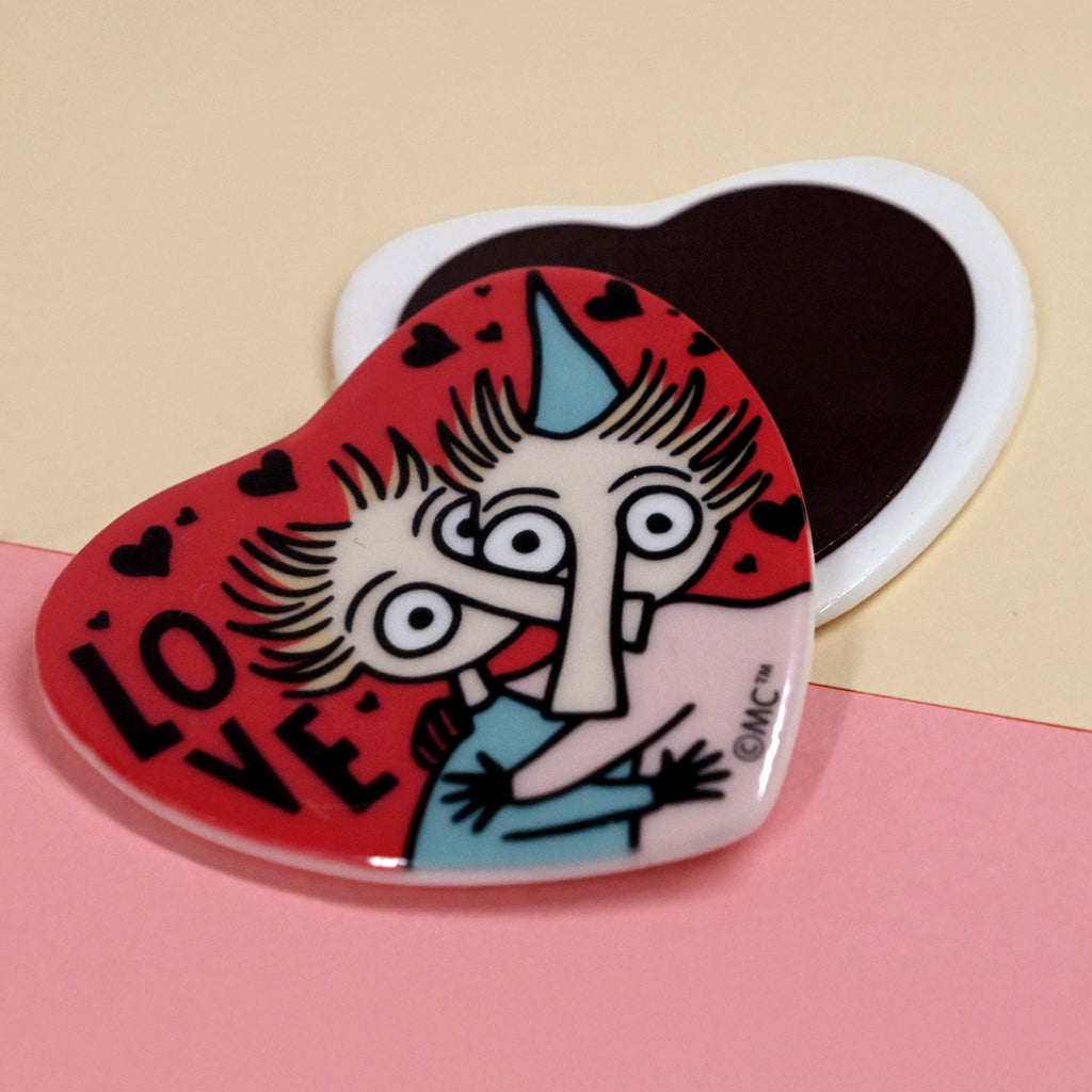 Moomin Thingumy And Bob Love Hug Heart Shaped Ceramic Fridge Magnet | Moomin Shop US