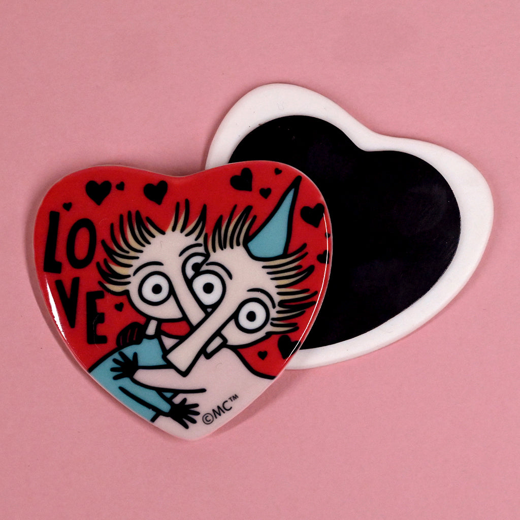 Moomin Thingumy And Bob Love Hug Heart Shaped Ceramic Fridge Magnet