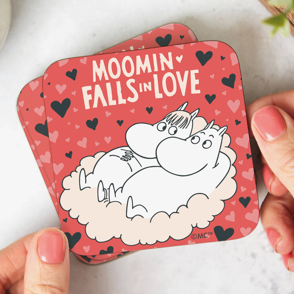 Moomin Falls In Love Snorkmaiden &amp; Moomintroll Wooden Single Coaster