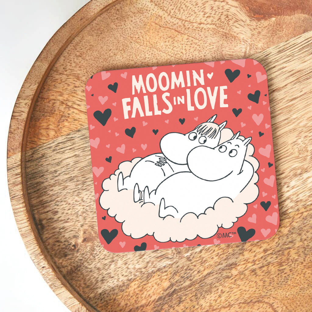 Moomin Falls In Love Snorkmaiden &amp; Moomintroll Wooden Single Coaster