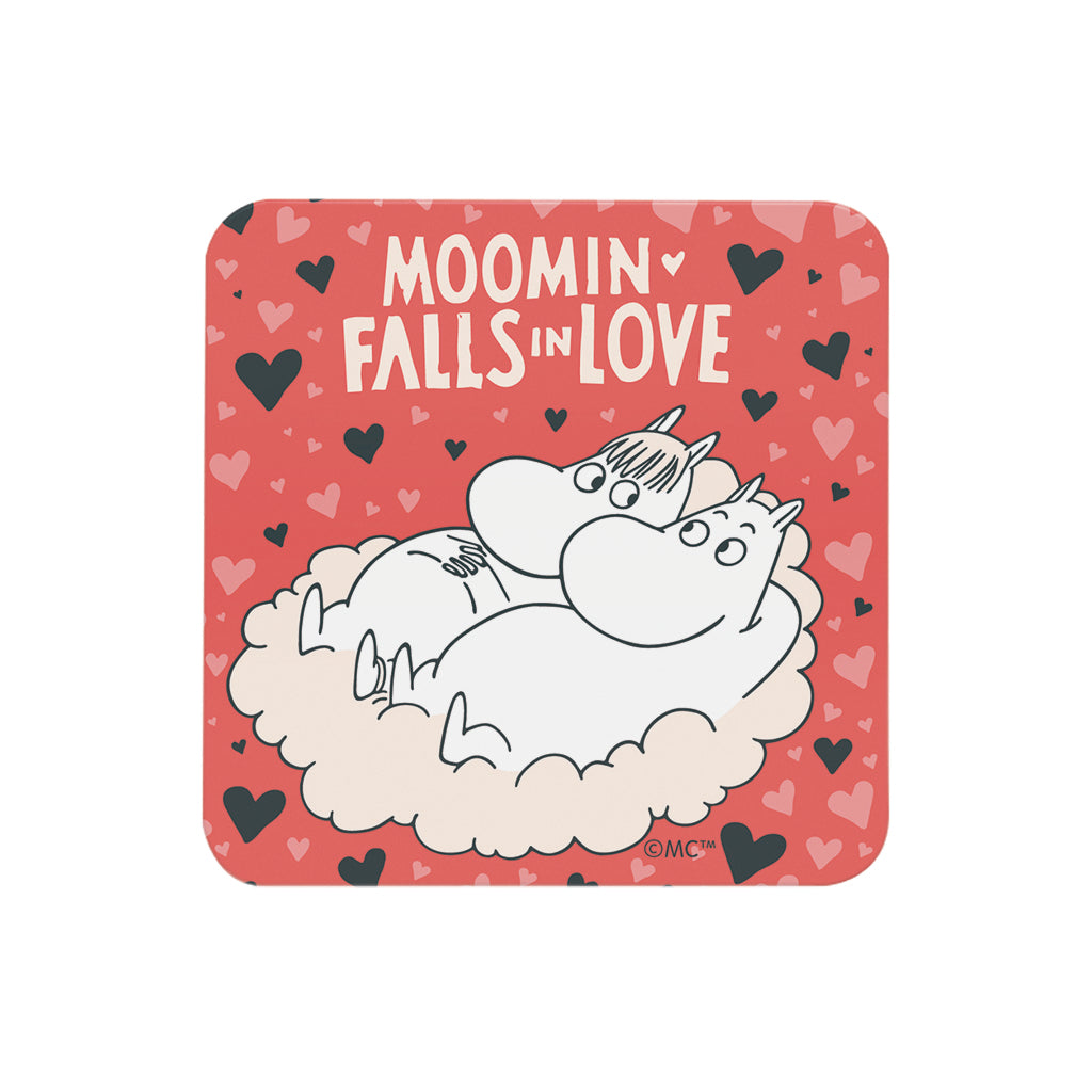 Moomin Falls In Love Snorkmaiden &amp; Moomintroll Wooden Single Coaster