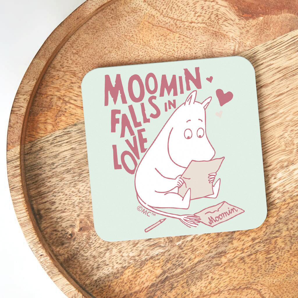 Moomin Moomintroll Reading Love Letter Wooden Single Coaster