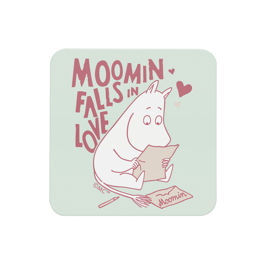 Moomin Moomintroll Reading Love Letter Wooden Single Coaster