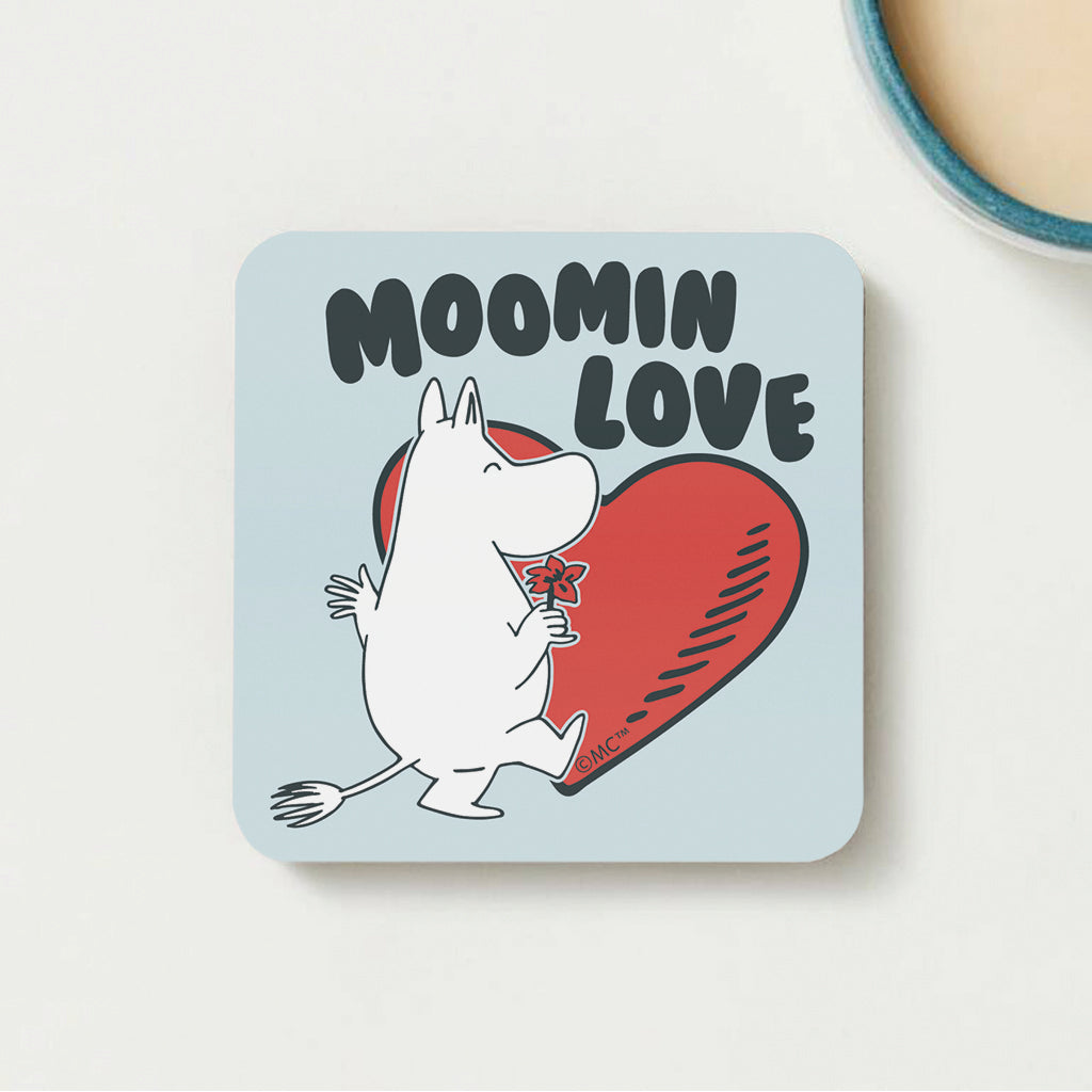 Moomin Love Heart Moomintroll Dances With Flower Wooden Single Coaster