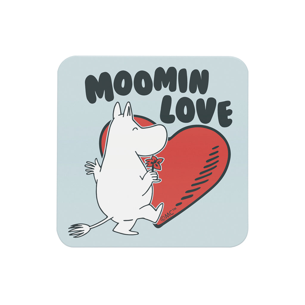 Moomin Love Heart Moomintroll Dances With Flower Wooden Single Coaster