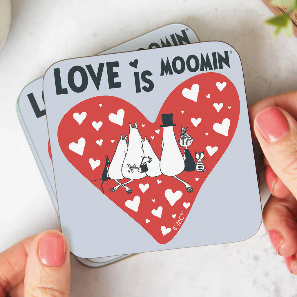 Moomin Family Hearts Love Is Moomin Wooden Single Coaster